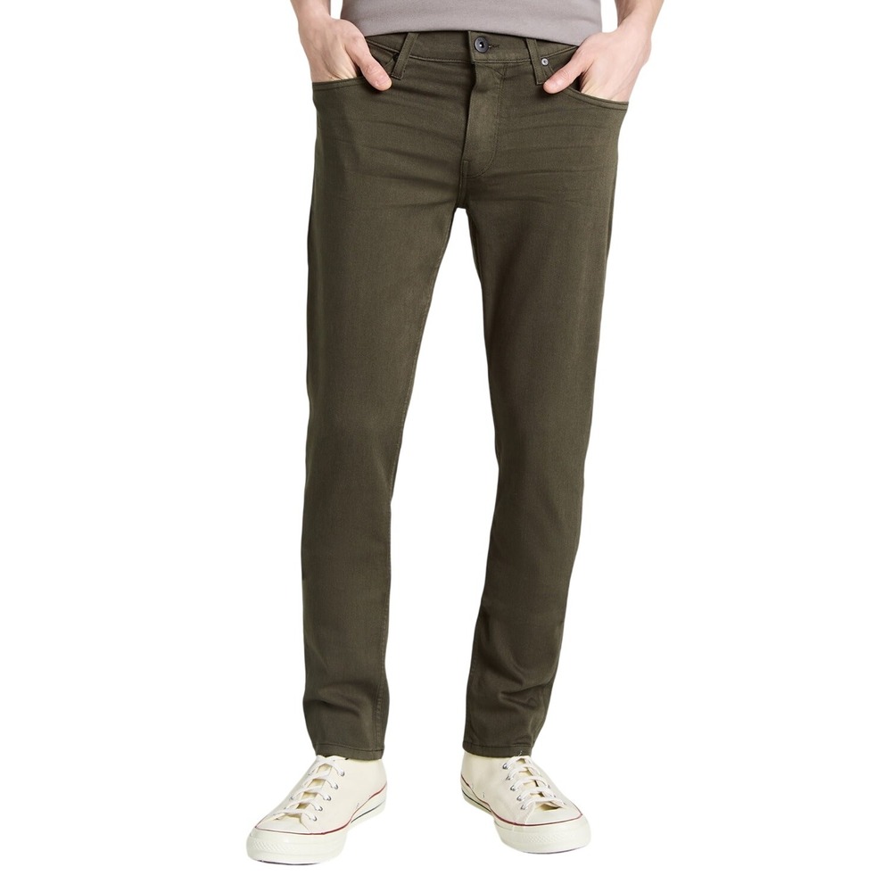 PAIGE Lennox Mens Olive Green Slim‎ Fit Chinos Pants Size 31 Cotton Blend